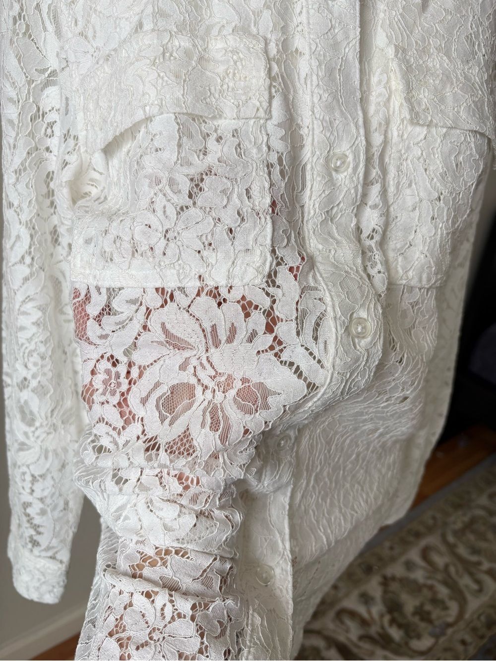 DKNY White Lace Button-Down Shirt Size XS NWT - Picture 4 of 8
